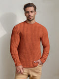 Versatile Stretch Stripe Undershirt Sweater coofandy Orange S 