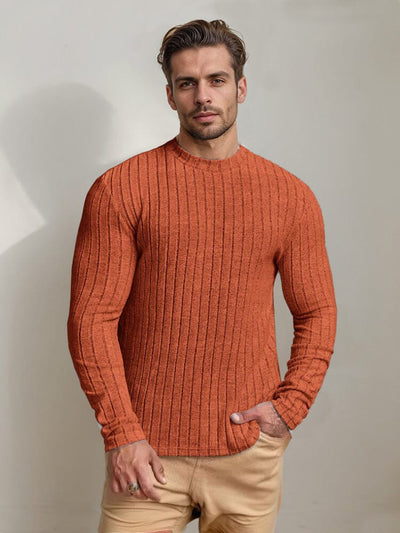 Versatile Stretch Stripe Undershirt Sweater coofandy Orange S 