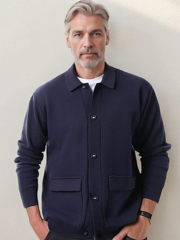 Timeless Polo Collar Cardigan Cardigans coofandy Navy Blue M 