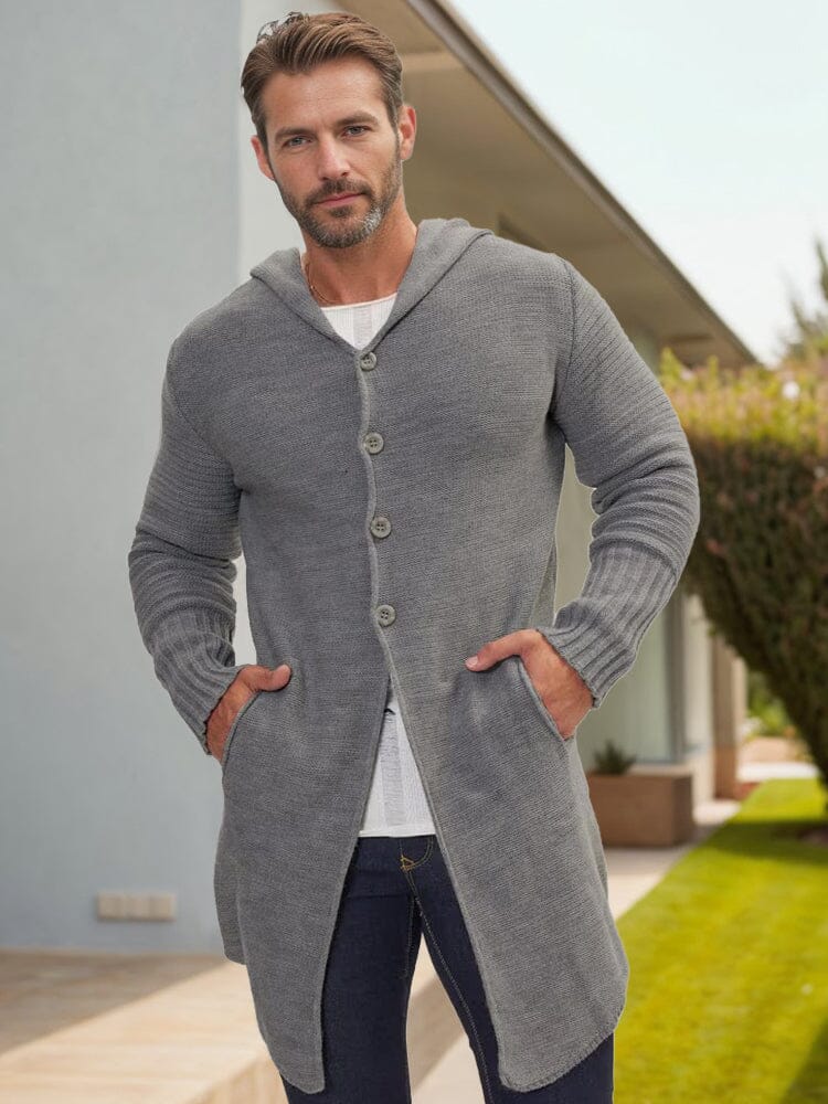 Versatile Hooded Knit Cardigan Cardigans coofandy Grey M 