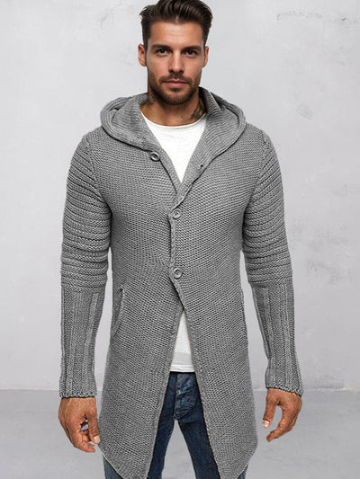 Versatile Hooded Knit Cardigan Cardigans coofandy Grey M 