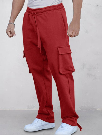 Casual Cargo Style Jogger Pants Pants coofandy Red S 