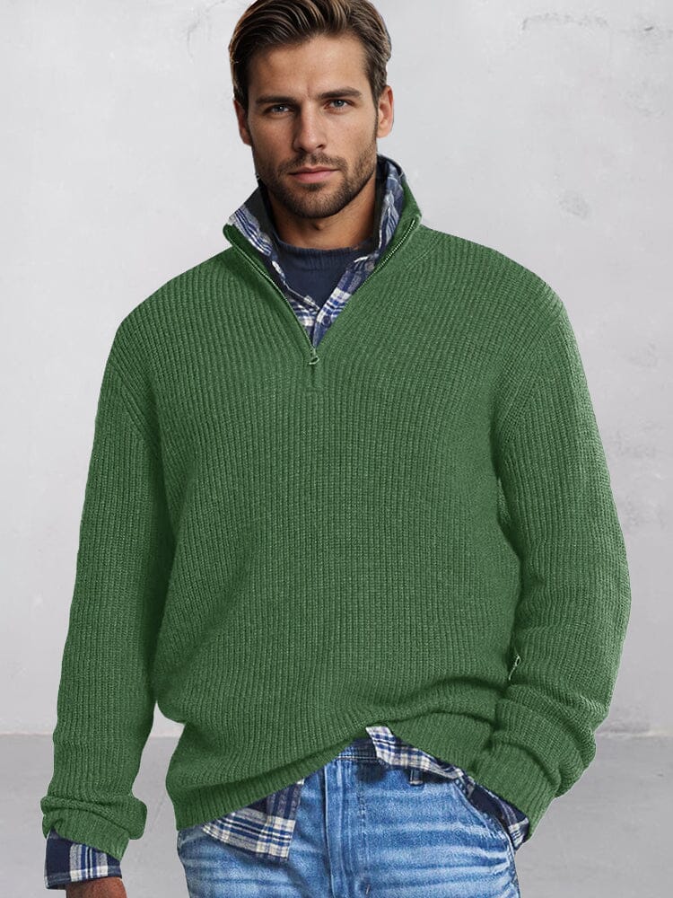 Leisure Stand Collar Knit Sweater Sweater coofandy Green S 