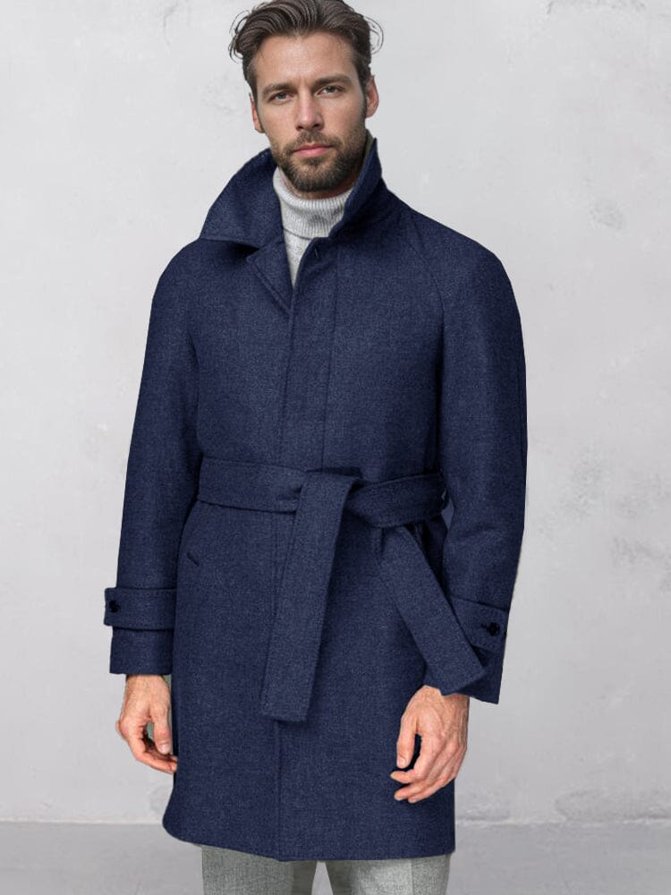 Elegant Comfy Tweed Coat Coat coofandy Blue S 