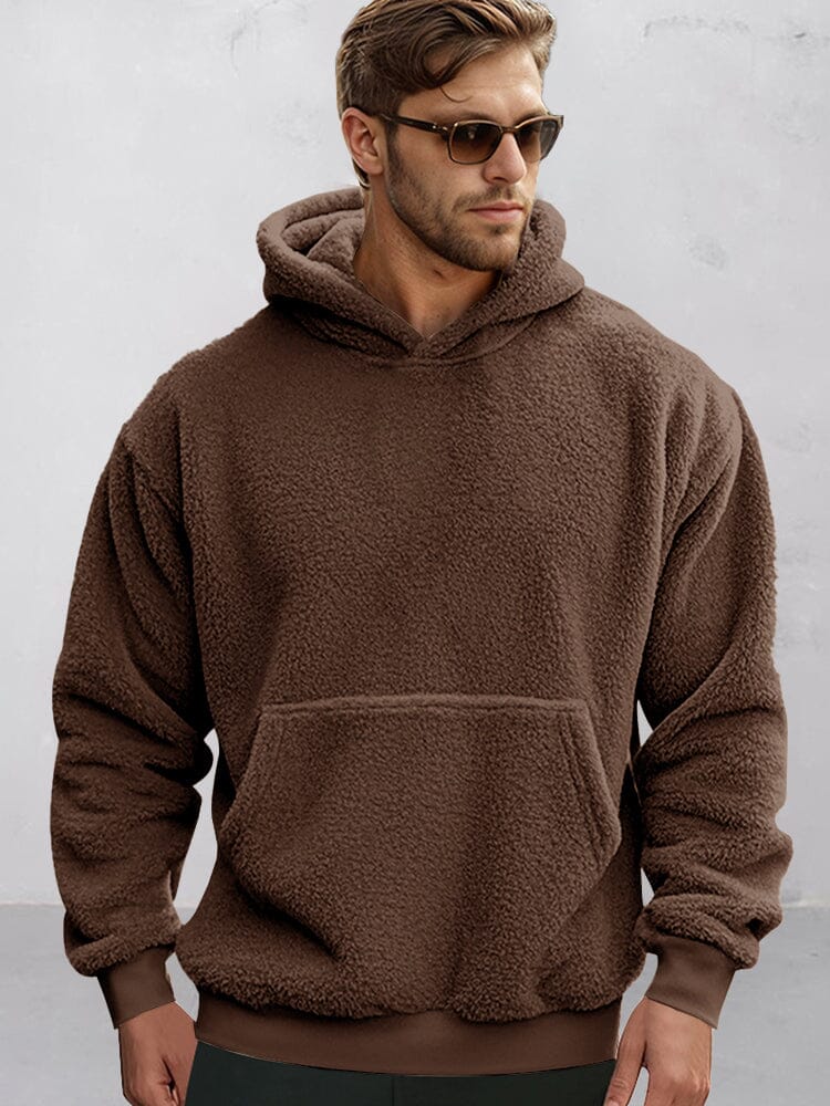 Soft Reversible Plush Hoodie Hoodies coofandy Brown S 