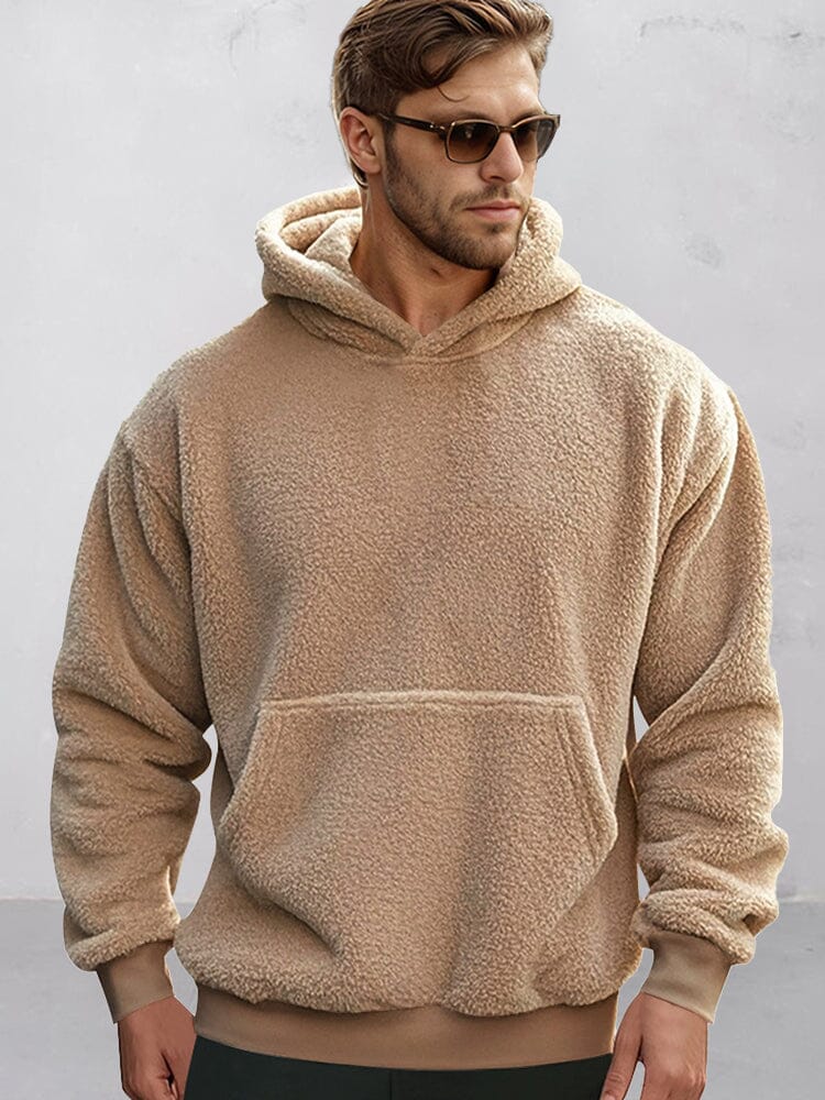 Soft Reversible Plush Hoodie Hoodies coofandy Khaki S 