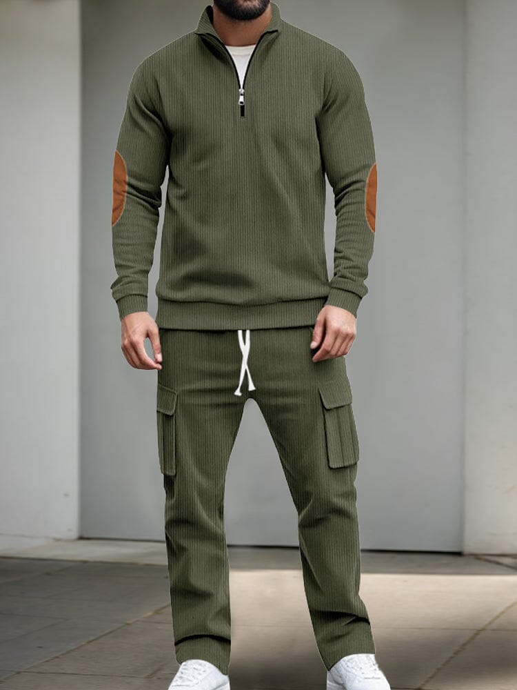 Casual Utility Corduroy Tracksuit Set Sets coofandy 