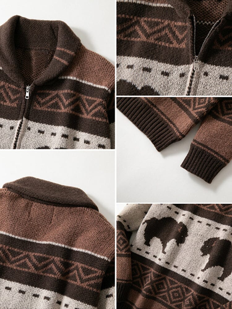 Vintage Jacquard Knit Cardigan Cardigans coofandy 