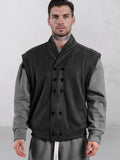Casual Double Breasted Suede Vest Vest coofandy Black M 