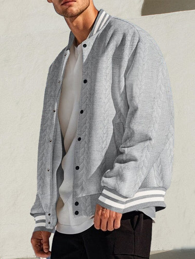 Casual Jacquard Baseball Jacket Jackets coofandy 