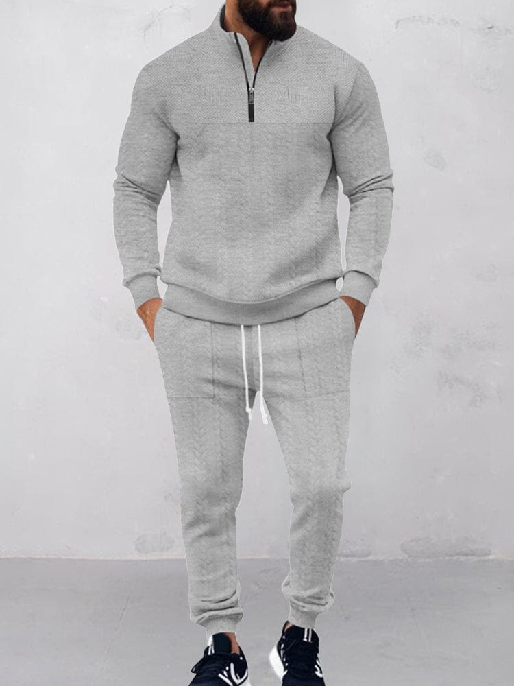 Modern Jacquard Activewear Set Sets coofandy Grey S 