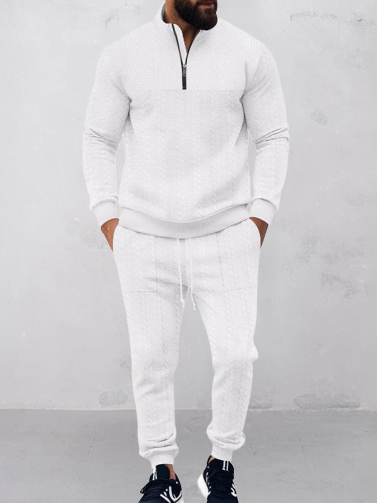 Modern Jacquard Activewear Set Sets coofandy White S 