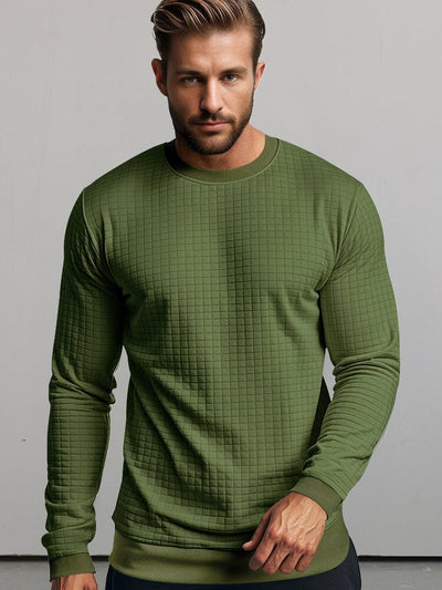 Casual Plaid Pullover Sweatshirt Sweatshirts coofandy Army Green S 