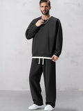 Minimalist Versatile Sweatshirt set Sets coofandy Black S 