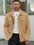 Leisure Utility Double Pockets Jacket Jackets coofandy Khaki S 