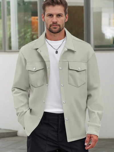 Leisure Utility Double Pockets Jacket Jackets coofandy Light Grey S 