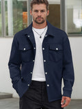 Leisure Utility Double Pockets Jacket Jackets coofandy Navy Blue S 