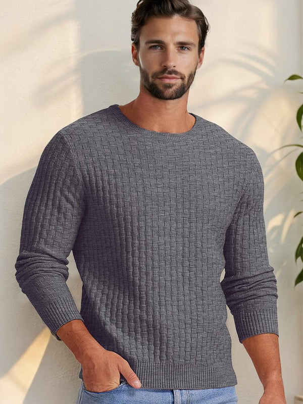 Casual Regular Fit Waffle Knit Sweater Sweater coofandy Dark Grey S 