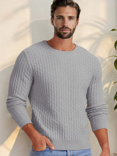 Casual Regular Fit Waffle Knit Sweater Sweater coofandy Light Grey S 