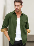 Everyday Ease Suede Patchwork Shirt Shirts coofandy Army Green S 