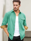 Everyday Ease Suede Patchwork Shirt Shirts coofandy Light Green S 