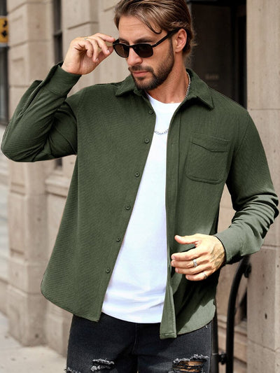 Casual Functional Corduroy Shirt Shirts coofandy Army Green XS 