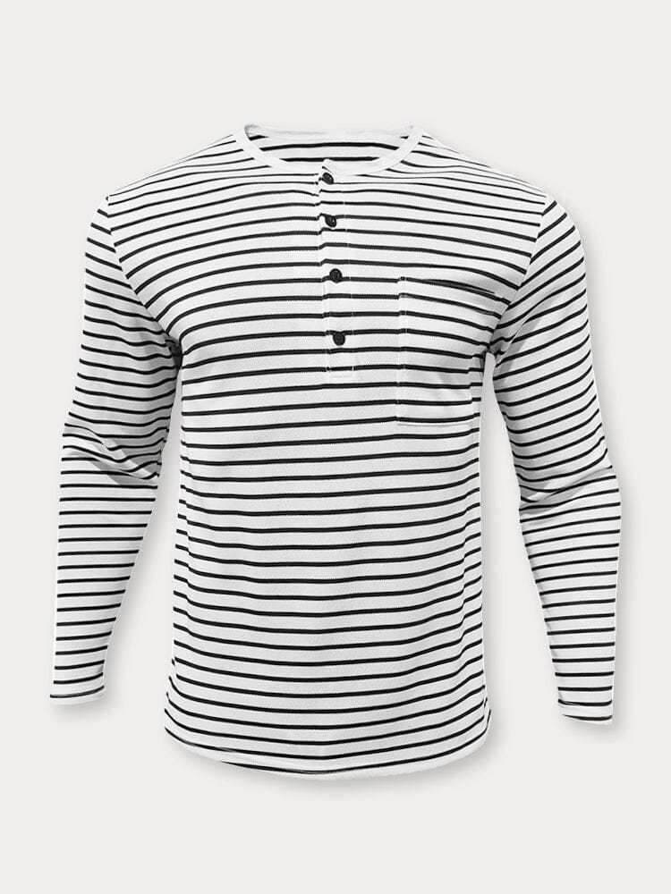 Comfy Basic Stripe Henley Shirt T-Shirt coofandy 