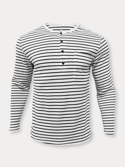 Comfy Basic Stripe Henley Shirt T-Shirt coofandy 