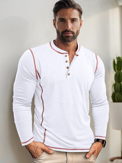 Comfy Versatile Contrast Stitching Shirt Shirts coofandy White S 