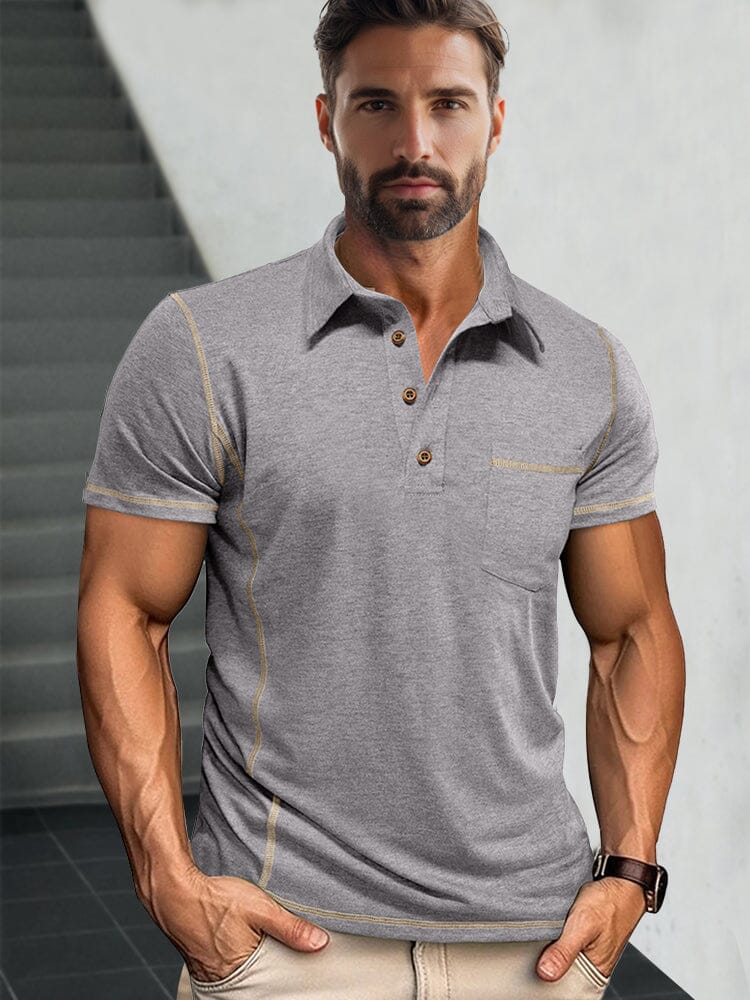 Essential Comfy Polo Shirt Polos coofandy Grey S 