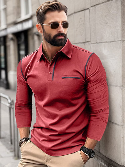 Casual Relaxed Fit Polo Shirt Polos coofandy Red S 