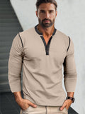 Retro Style Versatile Henley Shirt T-Shirt coofandy Khaki S 
