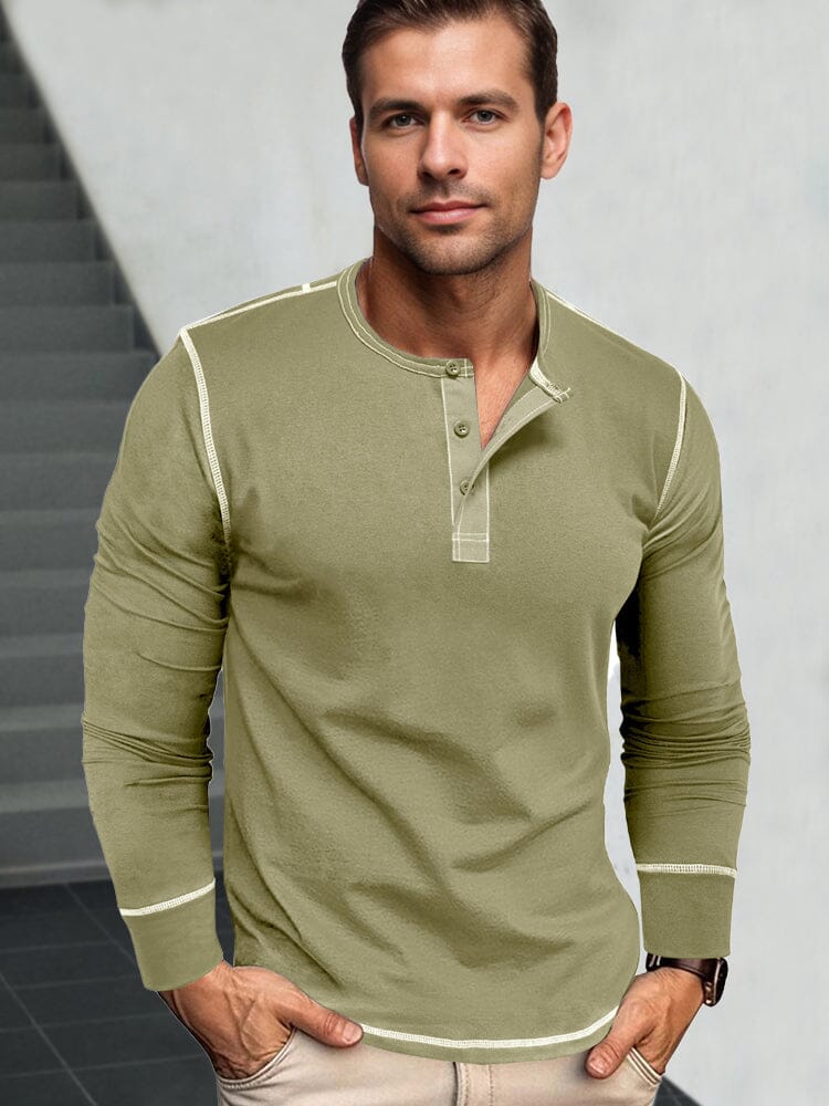 Stylish Soft Everyday Henley Shirt T-Shirt coofandy Army Green S 