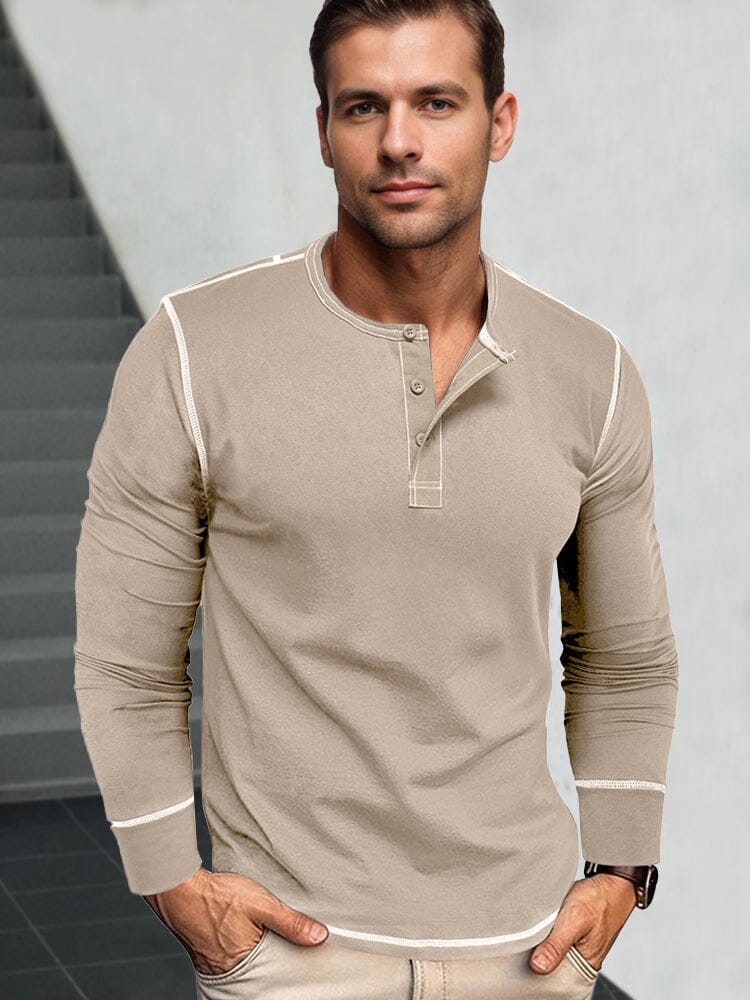 Stylish Soft Everyday Henley Shirt T-Shirt coofandy Apricot S 