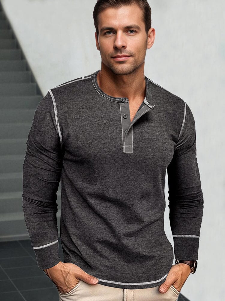 Stylish Soft Everyday Henley Shirt T-Shirt coofandy Dark Grey S 