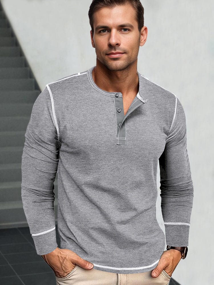 Stylish Soft Everyday Henley Shirt T-Shirt coofandy Light Grey S 