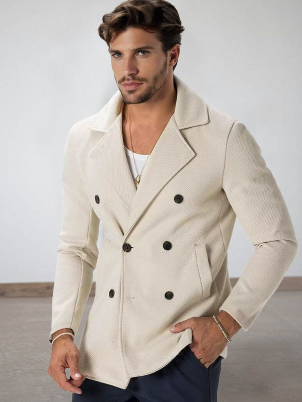 Premium Double-Breasted Lapel Coat Coat coofandy Beige S 