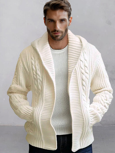 Casual Cable Knit Open Front Cardigan