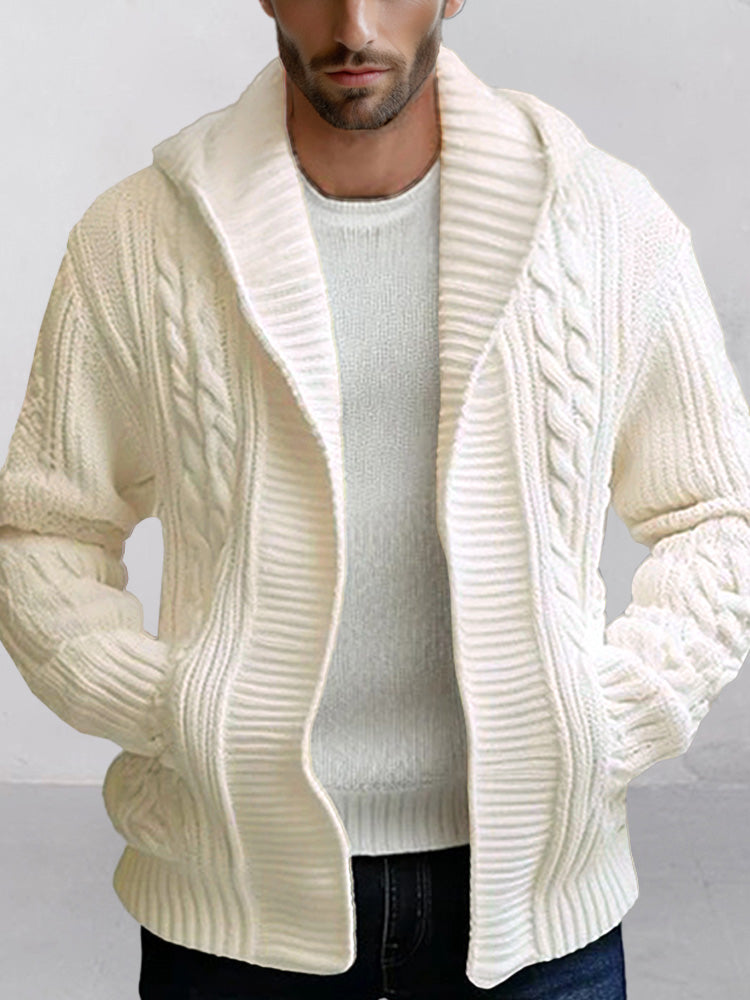 Casual Cable Knit Open Front Cardigan
