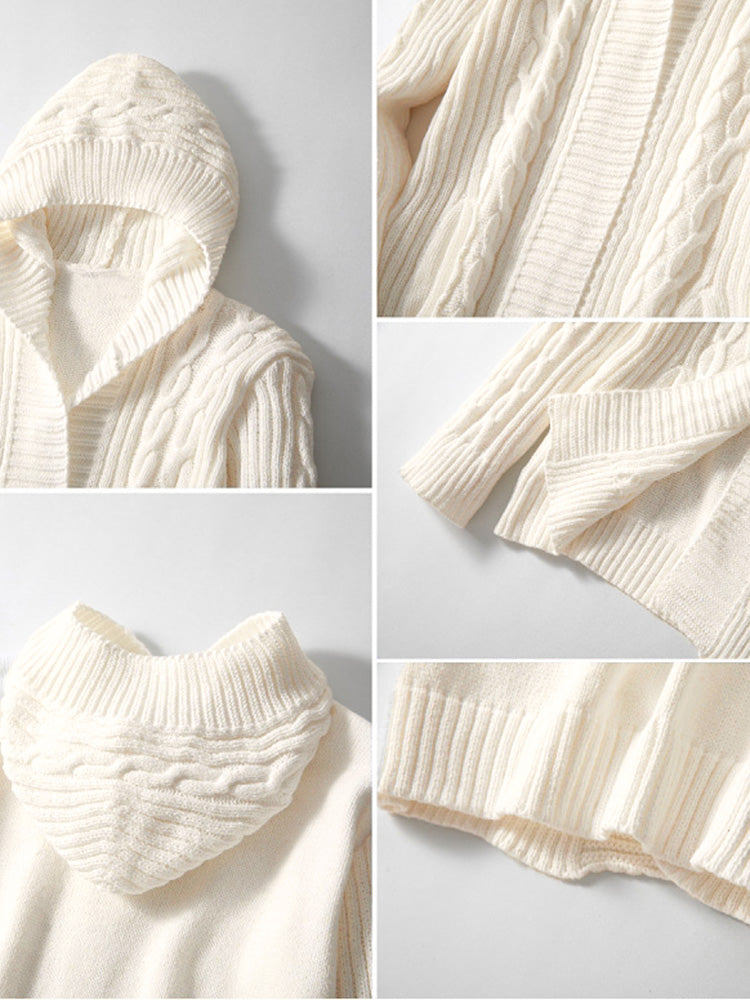 Casual Cable Knit Open Front Cardigan