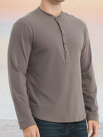 Essential 100% Cotton Henley Shirt Shirts coofandy 