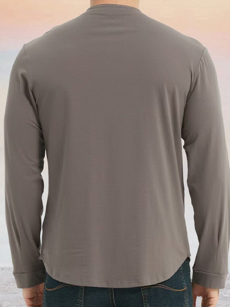 Essential 100% Cotton Henley Shirt Shirts coofandy 