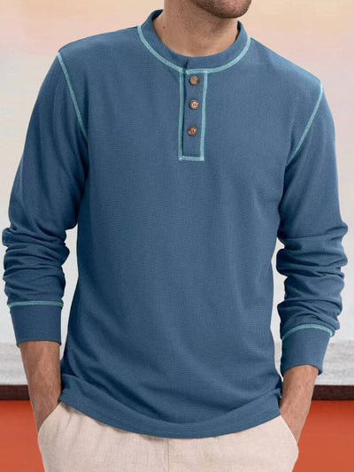 Comfy Versatile Waffle Henley Shirt T-Shirt coofandy 