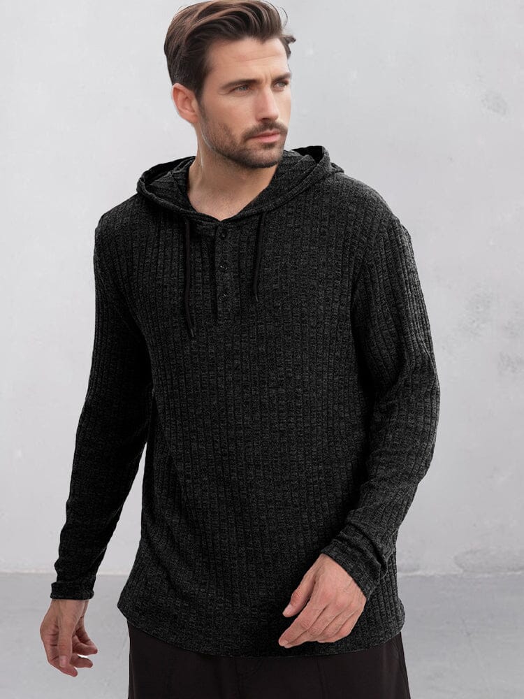 Soft Textured 100% Cotton Hoodie Hoodies coofandy Black S 