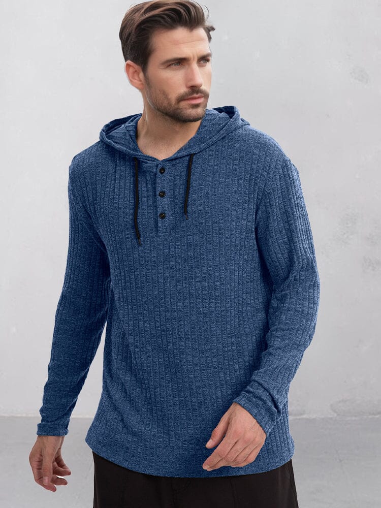 Soft Textured 100% Cotton Hoodie Hoodies coofandy Blue S 