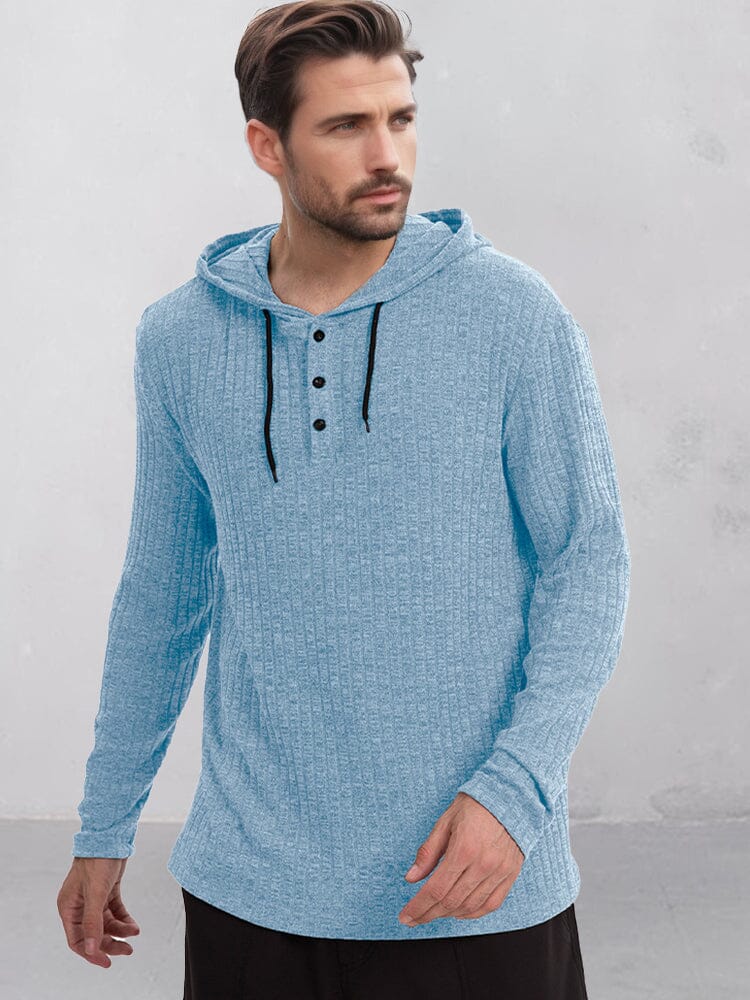 Soft Textured 100% Cotton Hoodie Hoodies coofandy Clear Blue S 