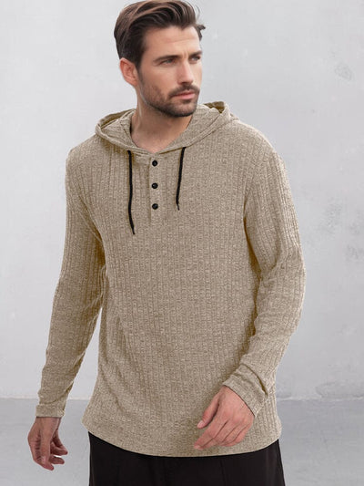 Soft Textured 100% Cotton Hoodie Hoodies coofandy Khaki S 