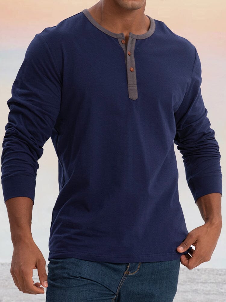 Classic Soft 100% Cotton Henley Shirt T-Shirt coofandy 