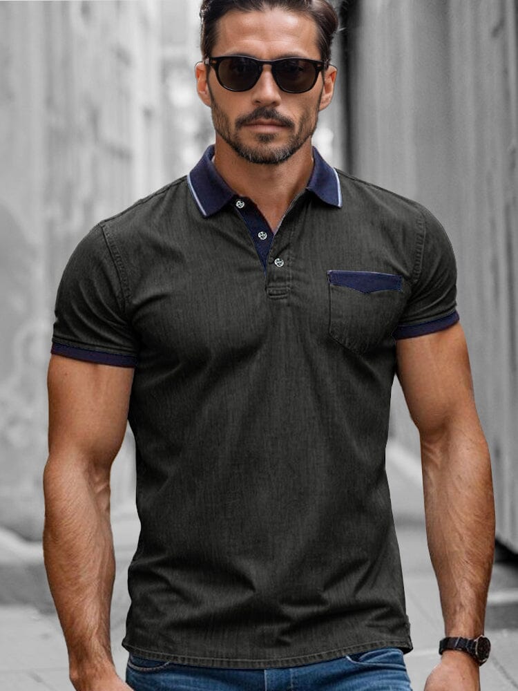 Smart Casual Stretchy Polo Shirt Polos coofandy Black S 