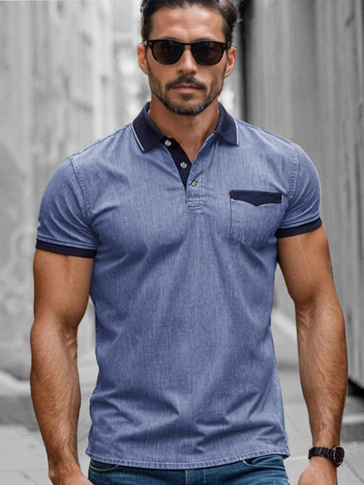 Smart Casual Stretchy Polo Shirt Polos coofandy Blue S 